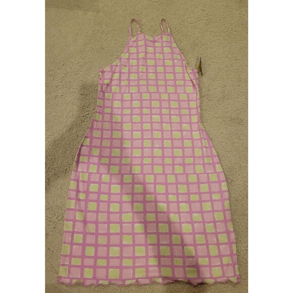 Y2K NWT BP Sleeveless Junior's Women's Mini Dress Pink square Green Size XS - Picture 3 of 9